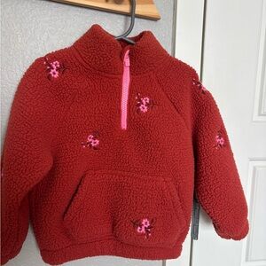 Old Navy Red Fleece Hoodie with Pink Floral Accents